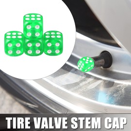MACHSWON Car 4 Pieces Cube Shape Wheel Tyre Valve Air Stem Cap Cover Universal for Car Truck Motorcycle Bicycle Green