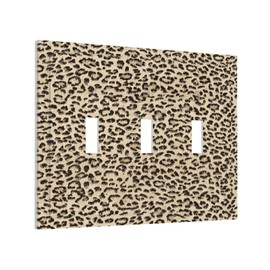 Nadoabtm Decorative Switch Plates Animal Print Leopard Print Yellow 3 Gang Wall Plate Triple Toggle Light Switch Cover Faceplate Electrical Wall Panels for Bedroom Bathroom Decor