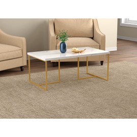S & Co. 43" Marble Coffee Table with Gold Metal for Living Room Marble/Gold Metal