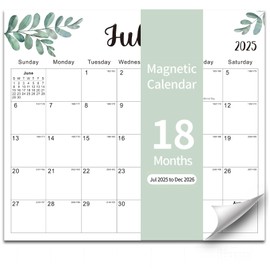 Kuraoyan 2025-2026 Magnetic Fridge Calendar 18 Monthly Magnetic Calendar for Refrigerator 2025-2026 Wall Calendar Planner Runs from July 2025 Until December 2026 Easy Organizing Markers Tearable (Nature)