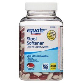 Gentle Stool Softener Capsules, 100mg, 400 Count for Consistent Bowel Aid - Equate + CreateAndBundle Sticker