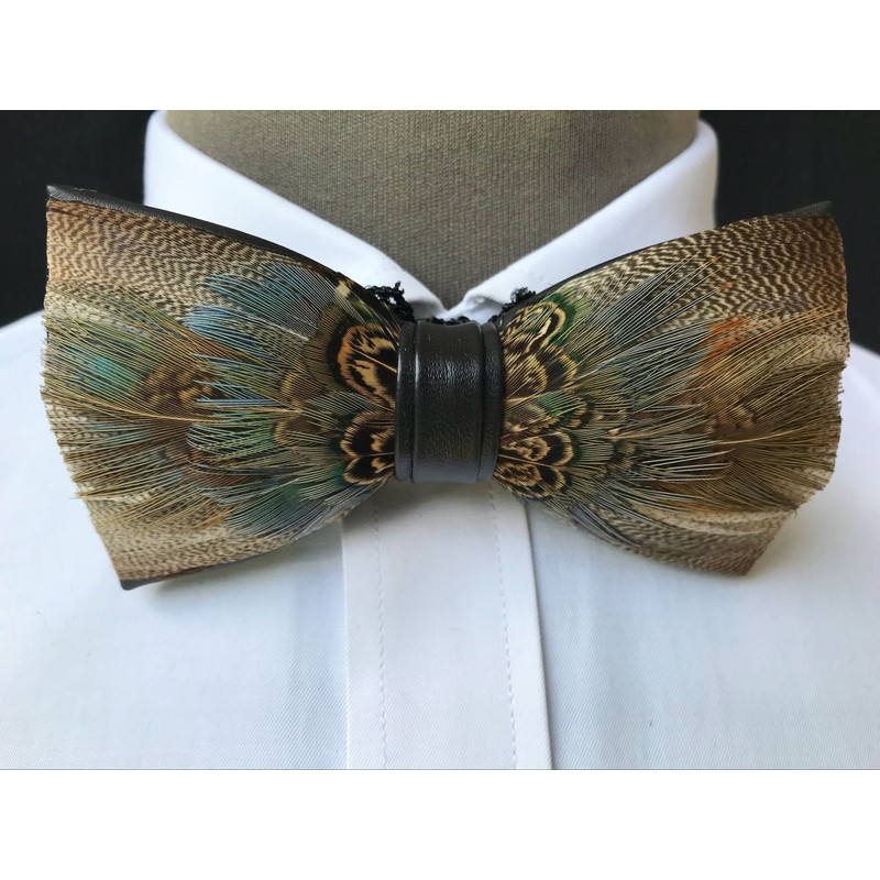 Cloud Rack Natural Handmade Feather Bow Tie Gray
