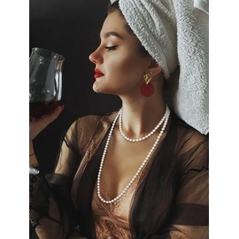 Pearl Necklace for Women 1920s Layered Pearl Choker Necklace Multilayer Faux Pearl Necklace for Prom Party Jewelry Gifts