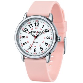 PINDOWS Women's Nurse Watch, 12/24 Hour Display, Luminous Dial, Soft Silicone Band, Waterproof to 30m