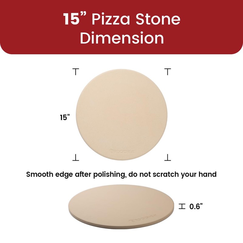 K ROCKSHEAT 15 Inch Round Pizza Stone for Oven Grill