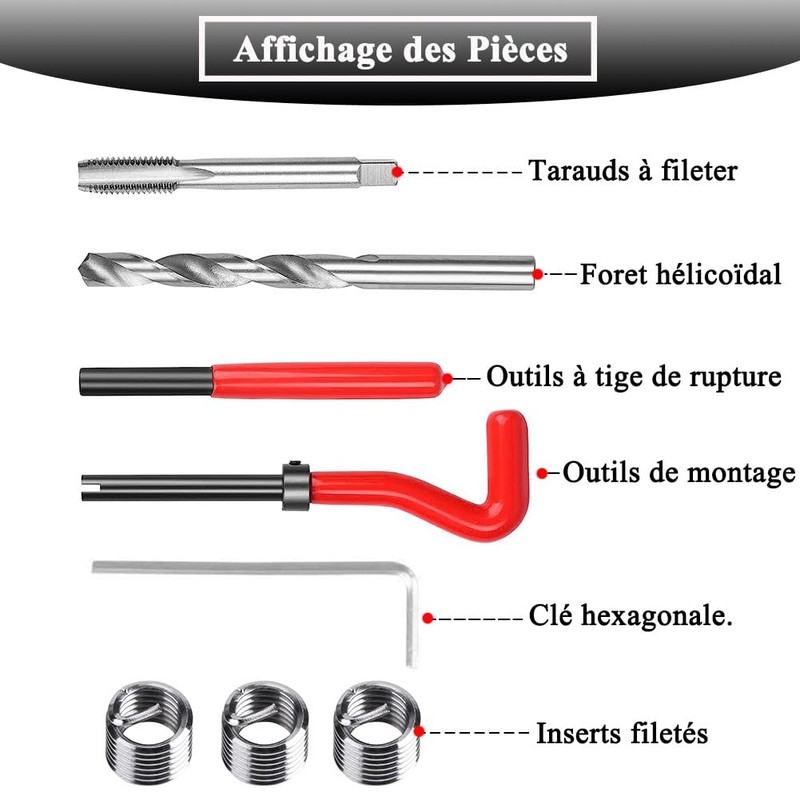 Teocpai 30 PCS Thread Repair Kit M6 Thread Repair Tool