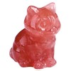 QINJIEJIE Strawberry Quartz Crystal Cat Figurines - Carved Stone Healing