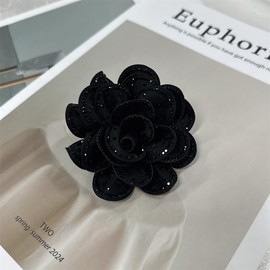 Rose Flower Rhinestones Big Brooch Lapel Pins for Women Her Fashion Elegant Crystal Camellia Floral Brooches Pin for Dresses Suit Clothes Accessories Jewelry Boutonniere Wedding 100mm, Large, Metal