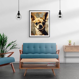 KAYEIUU 5D Diamond Art Painting Kits by Number for Adults Diamond Art Chihuahua Vintage Style Full Round Drill Color Rhinestone Embroidery Craft Kits 12x16inch