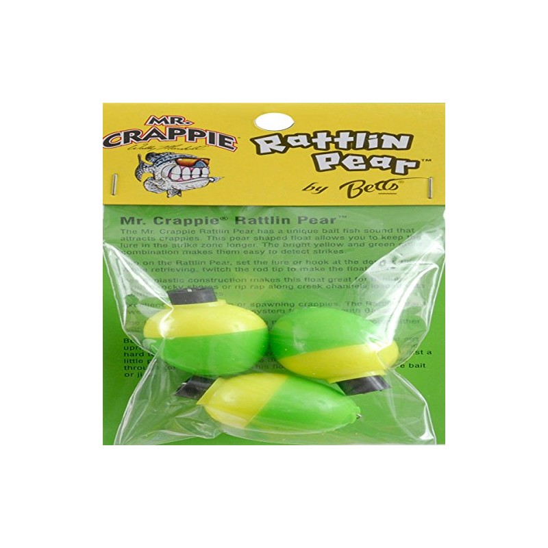 Betts Mr Crappie Snap-On Float Pear W/Rattle 1in 3pk