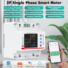 Smart meter 100A 220VAC smart meter electricity meter WiFi two-direction meter Tuya APP Smart Circuit Breaker with Under/Overcurrent/Delay/Time Control/Leakage Protection