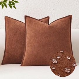 Kevin Textile Waterproof Decorative Pillow Covers Rust 20x20 Inch Pack of 2 Soft Boucle Textured Throw Pillowcases Elegant Accent Pillows for Couch Sofa Chair Bed Home Decor Indoor Outdoor