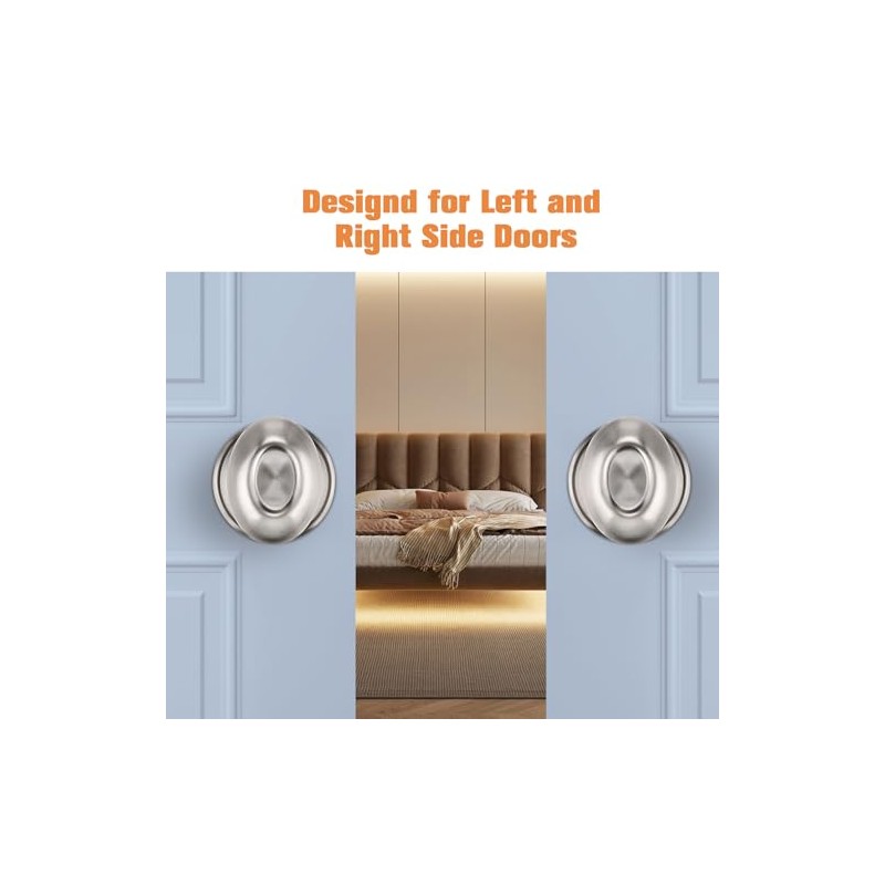 Gobrico 5 Pack Egg Shaped Passage Door Knobs Flat Satin