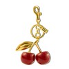 HOLINSE Cherry Bag Charm, Cherry Keychain,Initial Square Charm, 18K Gold