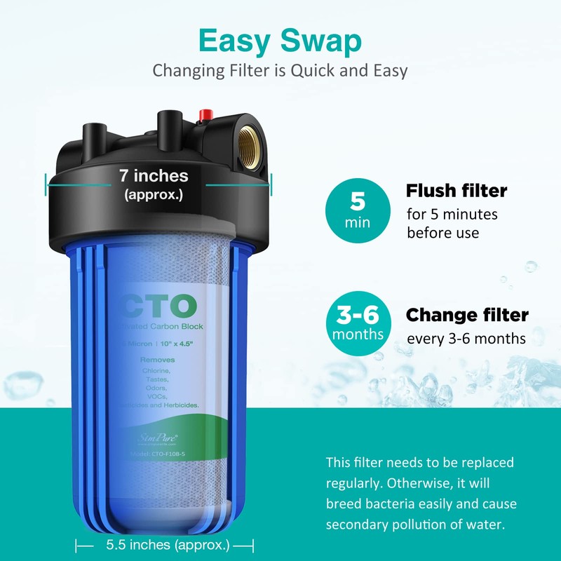 SimPure 4.5" x 10" Carbon Whole House Water Filter 5