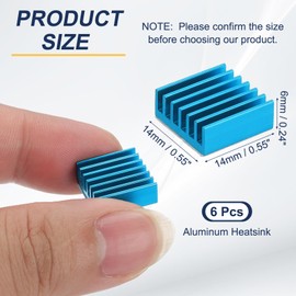 PATIKIL Heatsink 14x14x6mm, 6 Pcs Aluminum Cooler Radiator Heat Sink with Thermal Blue Sticker for Raspberry Pi Chip CPU Power Transistor FET IC Power Amplifier, Sky Blue