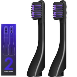 Electric Toothbrush Replacement Heads 2-Pack, Straight Soft Bristles, Compatible with Upplang S1, Gum Care, Compact for Travel, Precision Fit for Upplang S1 (Black, Medium)