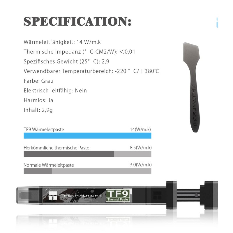 Thermalright TF9 2.9g Thermal Paste Heat Sink Compound 14W/m.k-2.9 Grams,High