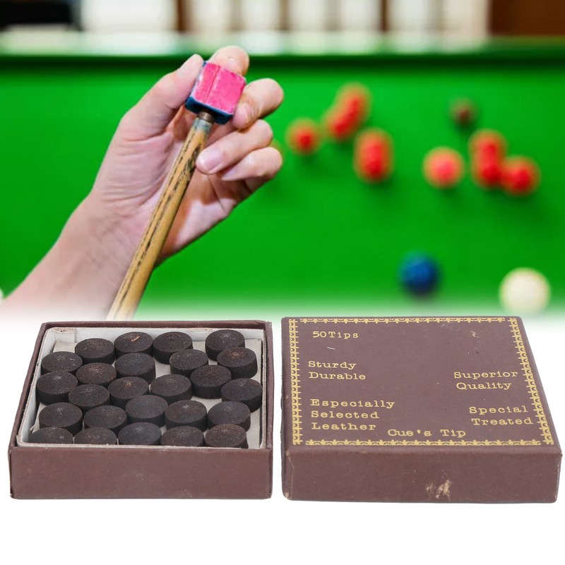 50pcs/box 12mm Cue Tips Kit Snooker Red Leather Cue Stick