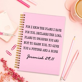 Inspirational Bible Verse Notebook, Jeremiah 29:11 Christian Gifts, Religious Scripture Journal for Women & Men, Faith-Based Encouragement Gifts for Prayer Coworker Friend Spiral Notebooks-DFB36