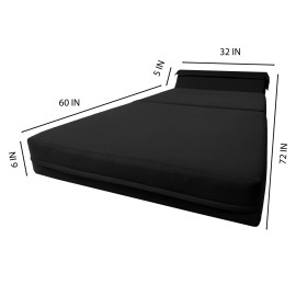 Amfuton Black Sleeper Chair Folding Foam Beds, Portable Lounger Bed 6 x 32 x 70