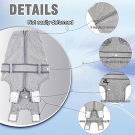 Sychien Dog Recovery Suit,Combed Cotton Male Neuter Female Spay Surgery Recovery Large Suit,Full-Body Protection Surgical Shirt,Grey L