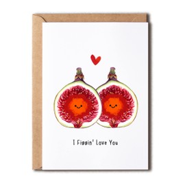 I Figgin' Love You Card - Love Card For Boyfriend Girlfriend - Cute Anniversary Card - Funny Food Birthday Cards - Pomegranate Card - Cute Birthday Card