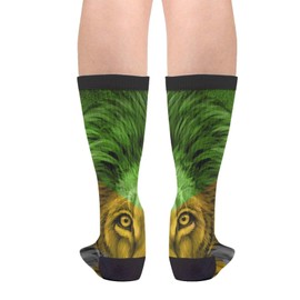 MINIOZE Jamaican Flag Lion Casual Funny Funky Novelty Fashion Socks For Men Women