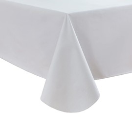 LIBERECOO Vinyl Tablecloth with Flannel Backing, Solid White, Waterproof, Stain-Resistant, Easy-Clean Table Cover for Dining, Kitchen, and Outdoor Use, 60" x 84" Rectangle