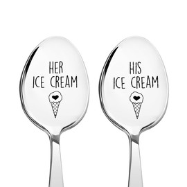 Valentines Day Gift for Boyfriend Girlfriend Matching Spoons for Tea Ice Cream Lovers Gifts for Men Women Couples Birthday Gift Set for Wife Husband Wedding Gifts for Groom Bride Couples Spoons