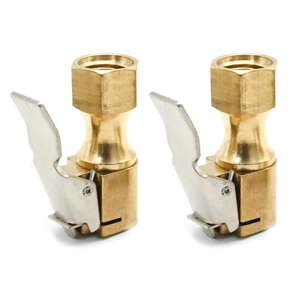 laffoonparts Tire Air Chuck with Clip, Heavy Duty Brass Closed