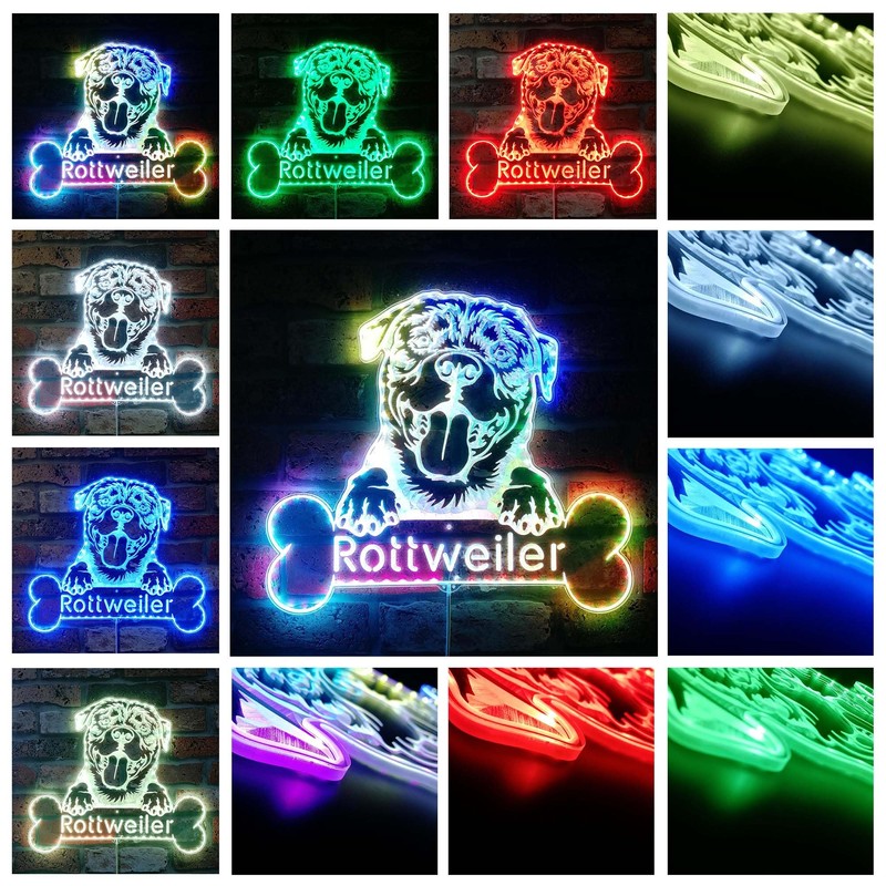 ADVPRO Name Personalize Rottweiler RGB Dynamic Glam LED Sign Cut