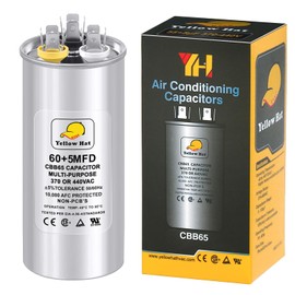 Capacitor for Air Conditioner 60+5 uf MFD 370 or 440 Volt VAC, Multi-Purpose Round Capacitor for AC Motor Run or Fan Motor Start or Condenser Straight