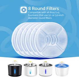8-Pack Cat Water Fountain Filters, Replacement Filter for 81oz/2.4L Cat Fountains, Fit Water Dispenser Automatic Pet Dog Cat Fountain Filter