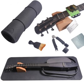 Guitar Cleaning Kit Including Guitar Work Mat,Guitar Neck Rest,Guitar String Winder and Cutter Tool for Acoustic Guitar Electric Guitar Ukulele Violins Bass Banjo, Gift for Musicians
