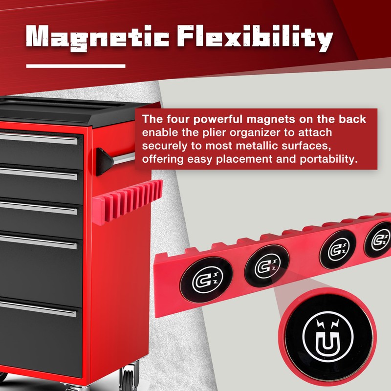 STXDY Magnetic Plier Holder,10-Slot Plier&Screwdriver Organizer Rack for Spring Loaded,
