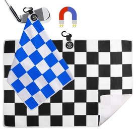 Viddett 2Pcs 24" X 16" Magnetic Golf Towel for Golf Bags, Premium Color Waffle-Pattern Golf Towel with Magnet and Carabiner Clip for Golf Carts or Clubs, Golf Accessories for Golf Bag - Blue/Black
