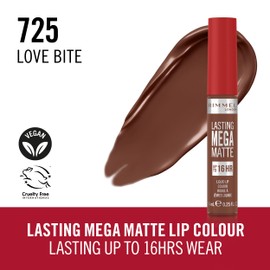 Rimmel London Lasting Mega Matte Liquid Lipstick, Long-Lasting, Hydrating, Vegan Formula - 725 - Love Bites, 0.25oz