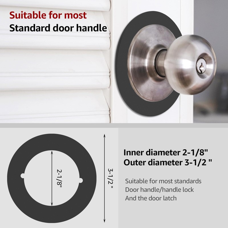 2Pcs Door Knob Plates Round Version, Stainless Steel Door Reinforcement
