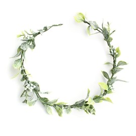GSHLLO Artificial Floral Crown Wedding Guest Flower Headband Brides Flower Hair Garland Boho Bridal Headband Greenery Leaf Crown with Ribbon for Photo Prop
