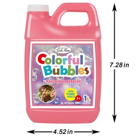Lulu Home 2 Packs Bubble Concentrated Solution, 2 L/ 67.6 OZ Bubble Refill Solution for Kids Bubble Machine, Giant Bubble Wand, Bubble Blower, Birthday Party Favors - Up to 5 Gallons, Pink Bottle