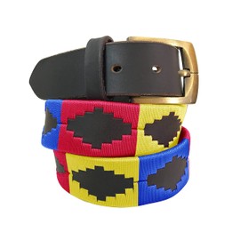 CARLOS DIAZ Mens Womens Premium Unisex Brown Leather Embroidered Designer Polo Belt (85 cm/ 32-34 Inches)