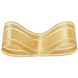 DEG-R2 Double Elegant Ribbon, Gold, 1.6 inches (40 mm) Width x 32.8 ft (10 m) Roll