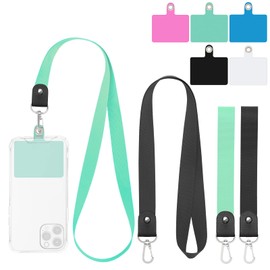 Phone Lanyard, 4 Pack Universal Nylon Cell Phone Lanyard Holder for Around The Neck for Women, Wrist Key Chain Lanyard Compatible with Most Smartphones (Black Green)