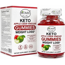 Biomix Gomitas de Vinagre de Manzana con la Madre – 60 Gomitas, 30 Porciones para un Mes Con Vinagre de Sidra de Manzana, Sin el Sabor Ácido Veganas, Sin Gluten, Sin Azúcares Añadidos, Sin GMO