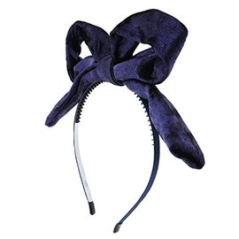 Metallic Knotted Bow Holiday Headband With Tails for Women and Girls-Navy