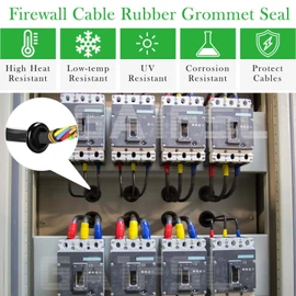 GA1FSL 200PCS Rubber Grommet Assortment for Holes - Black Firewall Hole Plug Set for Car, Boat, Pump, Plumbing, and Home Improvement - Electrical Wire Gasket Kit for Cable Wiring and Cord Organization