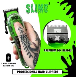 TPOB 매트 그린 케이스와 X 페이드 블레이드가 있는 6800 RPM 남성용 TPOB 슬라임 2 바버 헤어 클 Slime 2 Barber Hair Clipper for Men with Matte Green Case and X-Fade Blade 6800 RPM TPOB