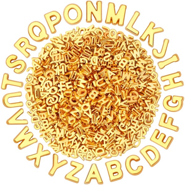 Augshy 700Pcs Gold Large Letter Beads,A-Z Mixed Big Alphabet Shape