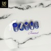 Blue Diamond Handmade Nail Tips - Short Straight Coffin /